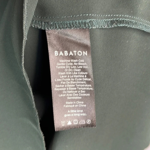 BABATON Aritzia Baggy Silky Shift Dress Forrest Green V-Neck Short Sleeve Small - Picture 8 of 11
